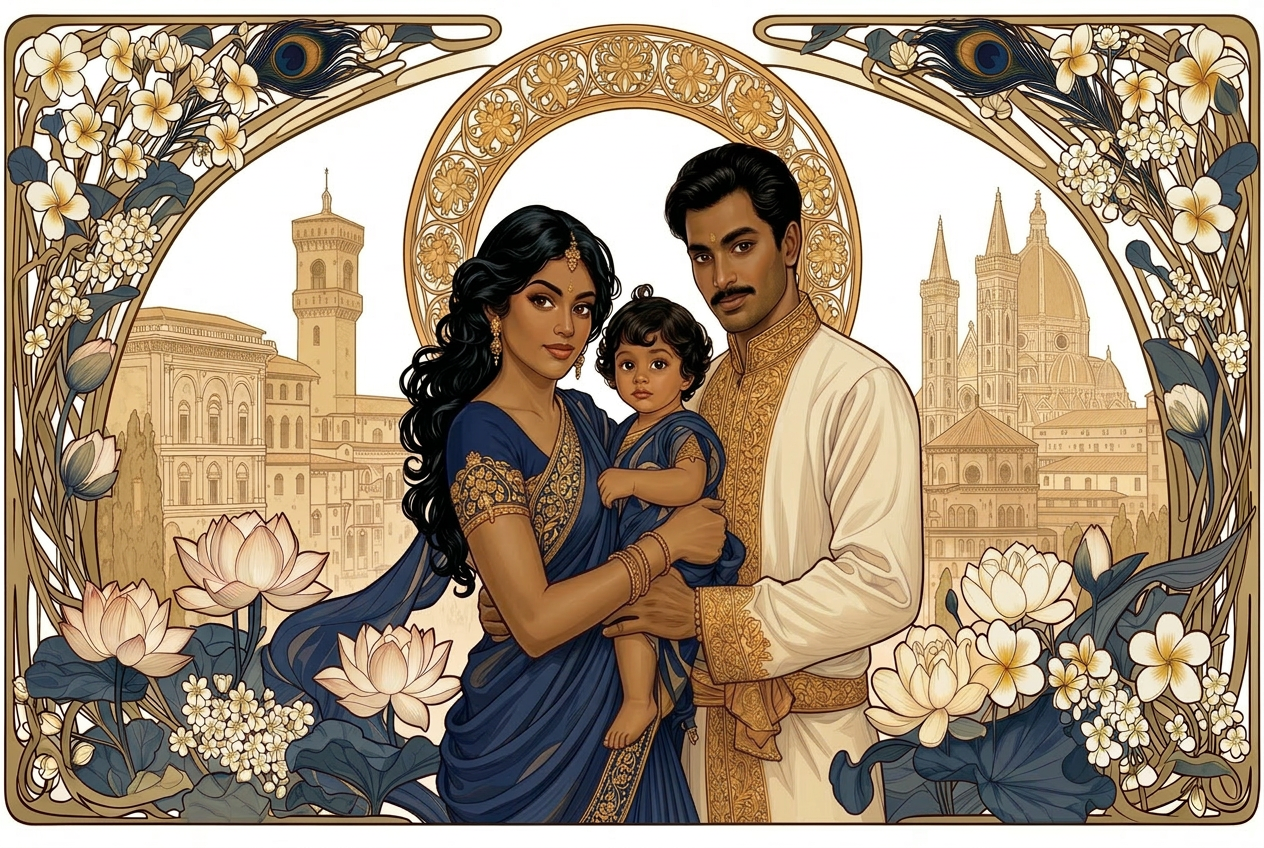 Sri Lankan family in Italy